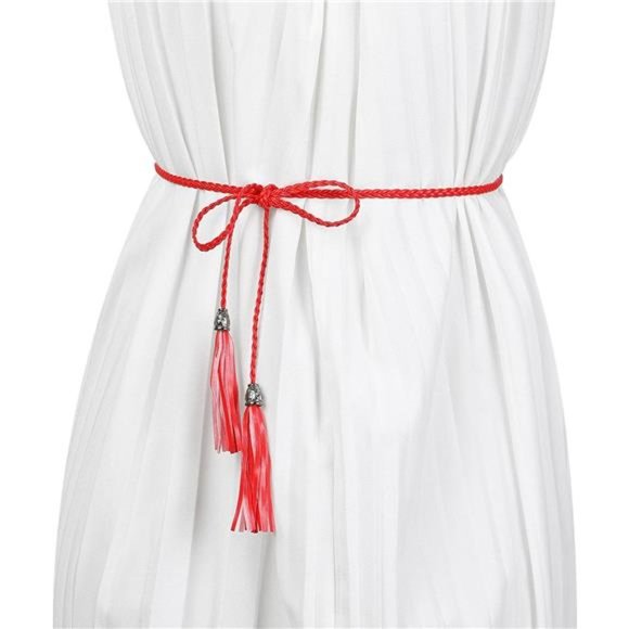 Allegra K Women\'s Tassel Braided Belts Skinny Woven Waist Belts for Skirt Dress main image 2
